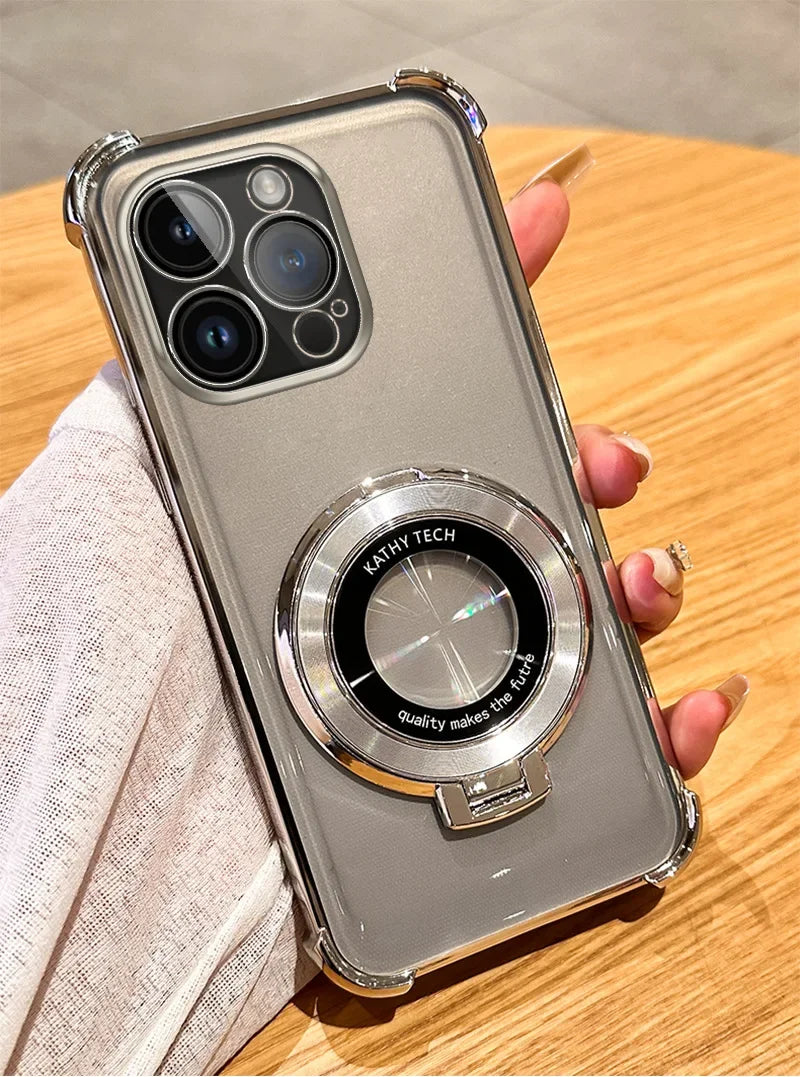 Funda de teléfono con revestimiento magnético para Xiaomi Redmi Note 11 13 14 Pro Plus 12C 13C 14C Poco X3 X5, funda con soporte transparente