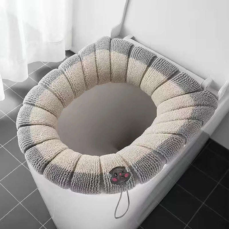 Funda Universal para asiento de inodoro, alfombrilla para taburete con patrón de calabaza, cojín para asiento de inodoro suave y cálido, accesorios para tapa de inodoro de baño