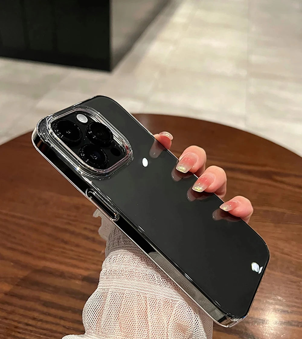 Fundas de parachoques transparentes a prueba de golpes de lujo para iPhone 16 15 14 13 12 11 Pro Max Plus accesorios de cubierta de teléfono acrílico suave transparente