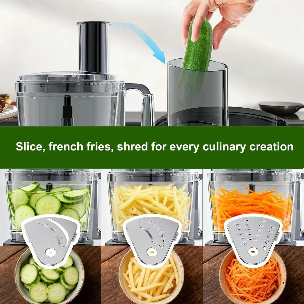 Procesador de Alimentos y Licuadora de 600W para Cocina Doméstica con 6 Programas Preestablecidos para Mezclar, Moler, Triturar, Rebanar, Picar Masa y Hielo