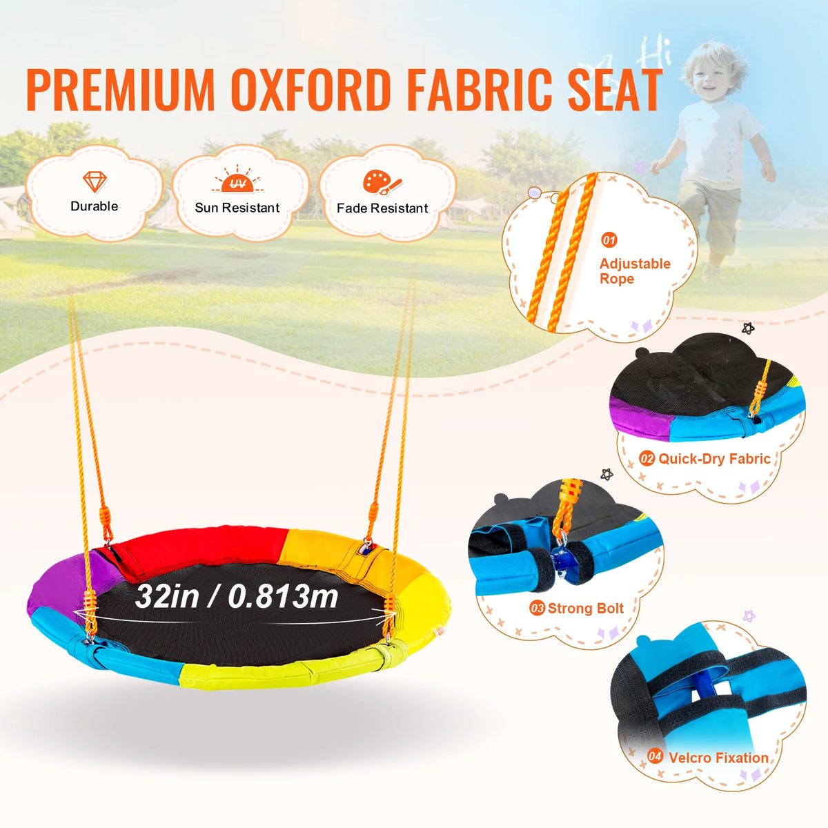 SucceBuy Juegos de columpios para patio trasero Juego de columpios de 600 libras de capacidad con 1 asiento de columpio de platillo 2 asientos de columpio de cinturón Columpio al aire libre para niños