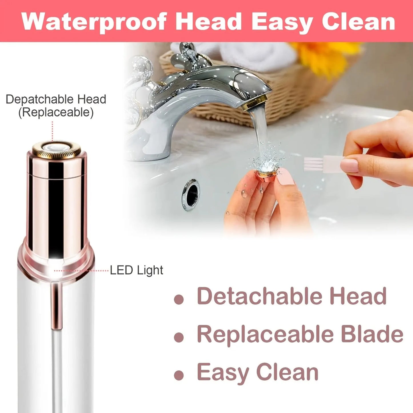 Depiladora eléctrica portátil en forma de lápiz labial para mujer, depilación Facial indolora y efectiva, herramienta de afeitadora para el hogar