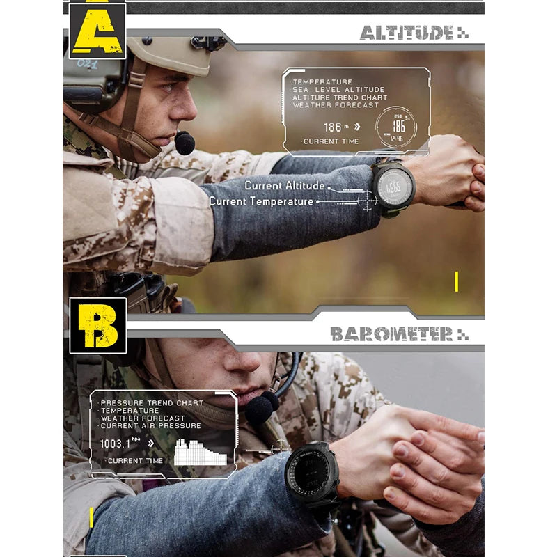 NORTH EDGE-reloj Digital deportivo para hombre, horas para correr, nadar, militar, altímetro, barómetro, brújula, resistente al agua, 50m