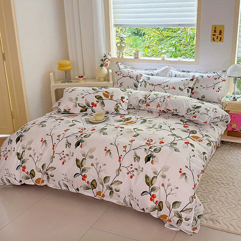 Juego de funda nórdica de 3 piezas con 2 fundas de almohada, poliéster transpirable, lavable a máquina, cierre de cremallera