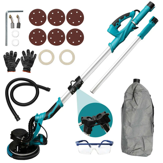 Lijadora eléctrica para paneles de yeso de 1250W, rectificadora de pared, masilla sin polvo, autoaspiradora, pulidora portátil, polvo automático