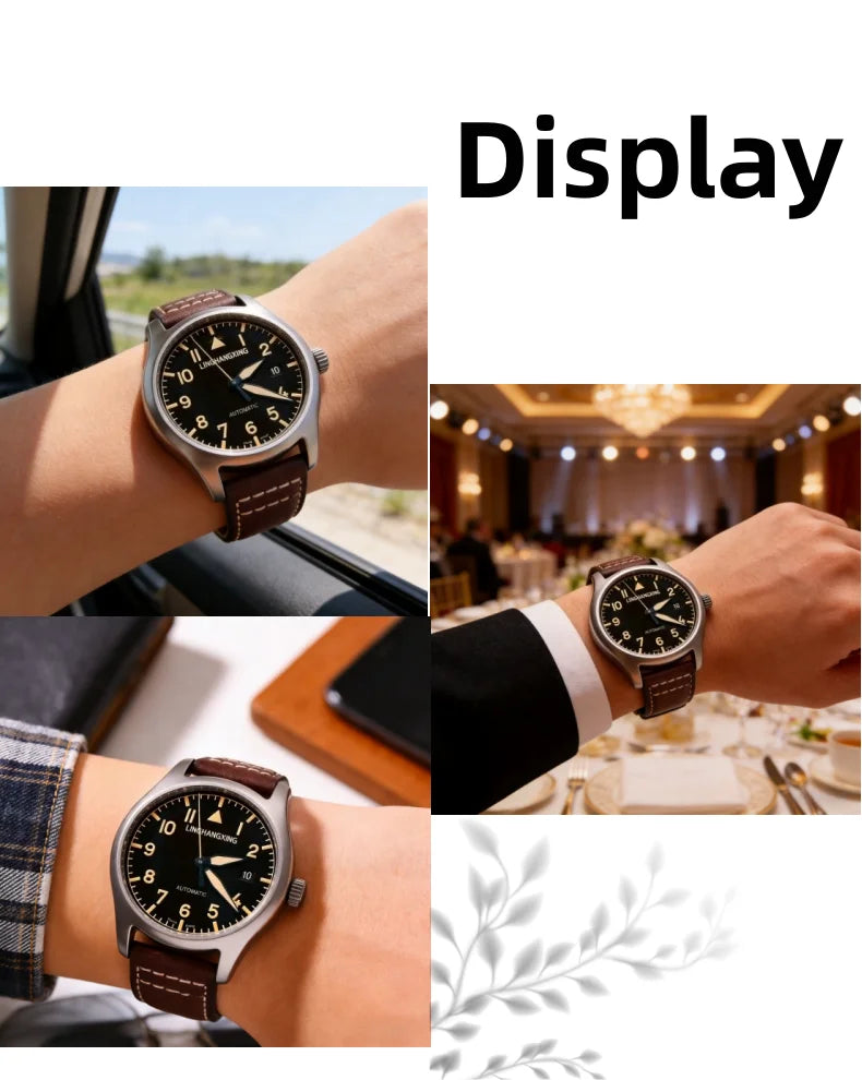 Nuevo Reloj de Moda para Hombre LINGHANGXING 2026, Movimiento de Relojería, Esfera Luminosa, Correa de Cuero Genuino, Estilo Casual de Negocios