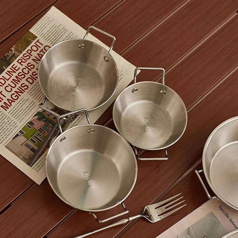 Olla para cocinar con asa de acero inoxidable para cocina, olla para mariscos y arroz, paellera para cocina casera, platos para aperitivos de picnic
