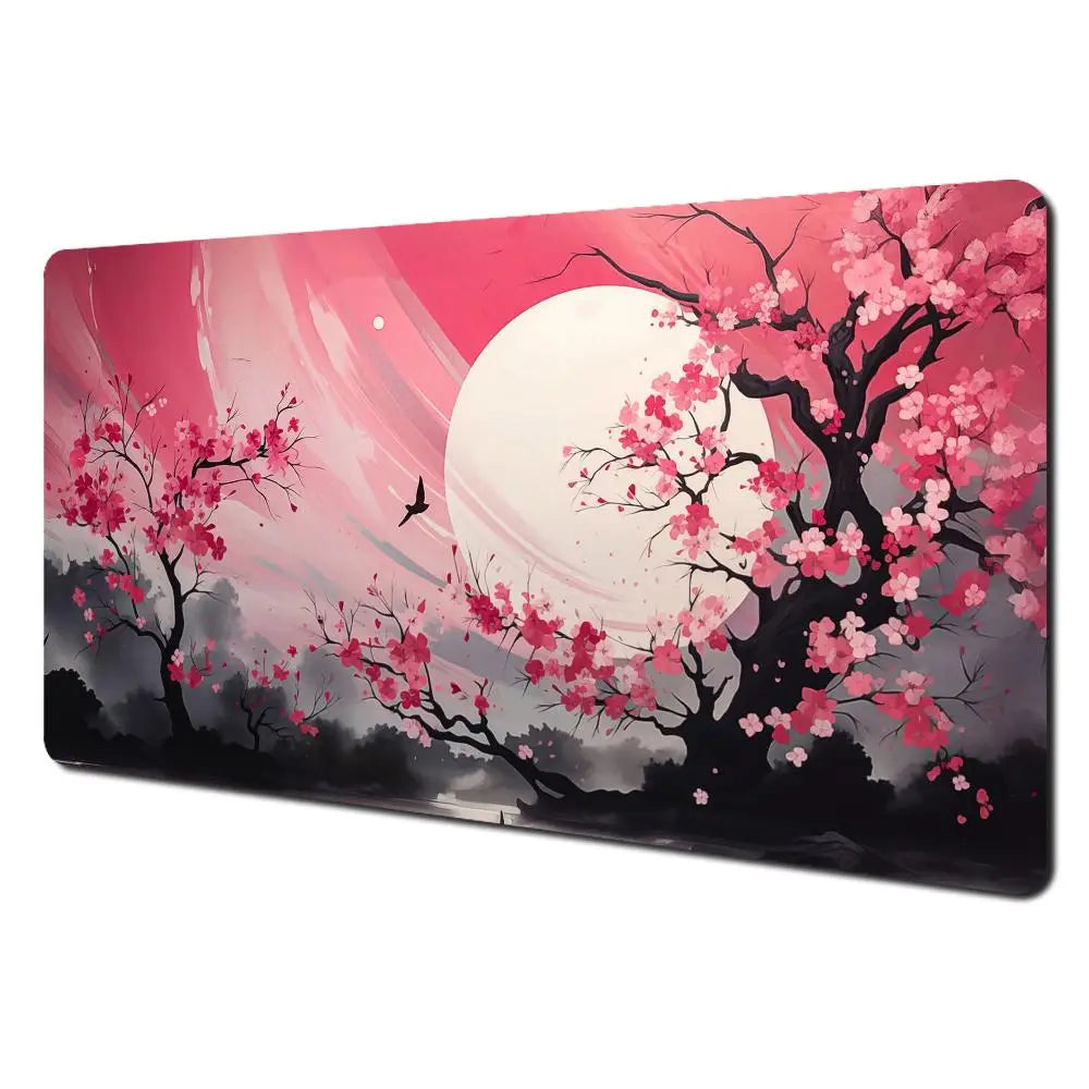 Alfombrilla de ratón grande con paisajes artísticos en rojo y negro, alfombrilla de escritorio duradera antideslizante, accesorios de oficina, alfombrilla para teclado y ratón, Tapis De Bureau