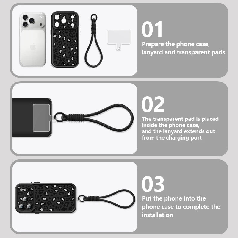 Funda para Teléfono con Estampado de Leopardo y Correa para iPhone 18 17 Pro Max 17e 16 15 14 Pro Max 13 12 Pro, a Prueba de Golpes, de TPU Suave con Cordón