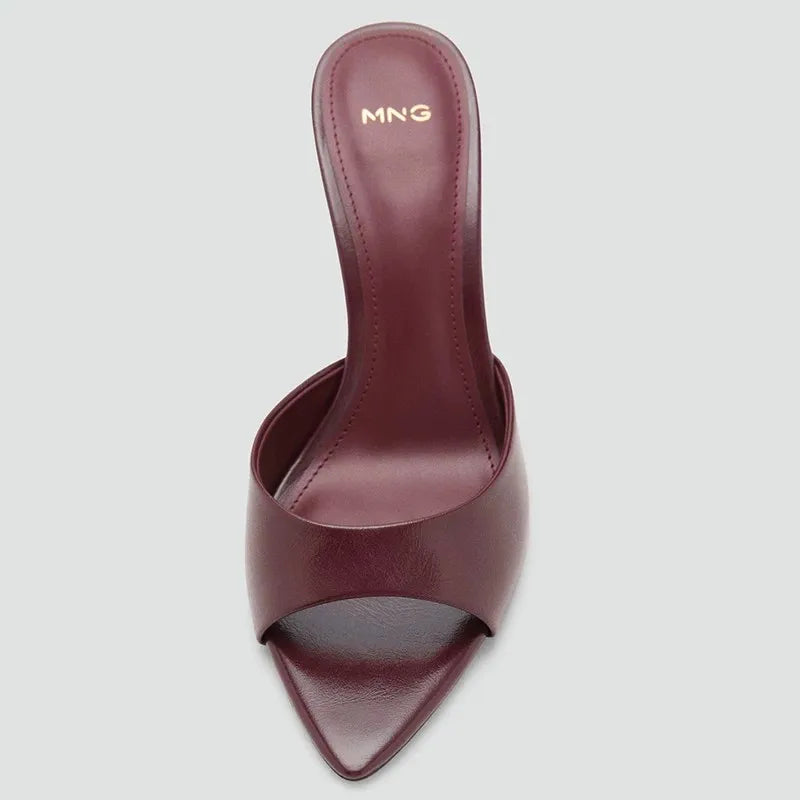 Sandalias de Tacón Alto para Mujer, Primavera-Verano 2026, Nuevas Sandalias Elegantes de Cuero Pintado, Sandalias de Tacón Alto para Uso en Exteriores