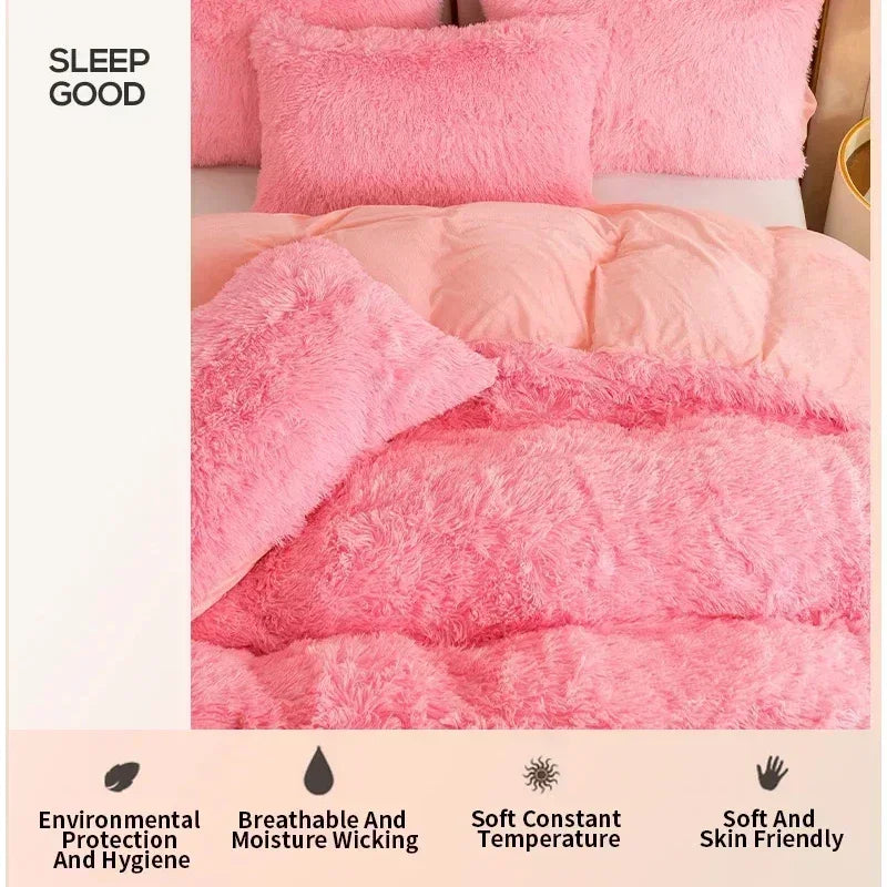 Juego de funda nórdica de felpa de lujo de 3/4 piezas: ropa de cama acogedora y suave, perfecta para el confort del dormitorio, ideal para habitaciones de invitados y dormitorio Aesth