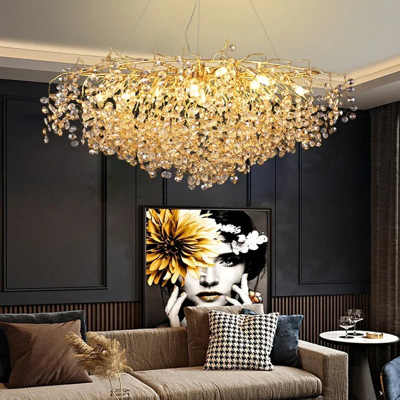 Candelabro de techo moderno para sala de estar, lámpara colgante de cristal de lujo para decoración Interior de Hotel y cocina, accesorio de iluminación