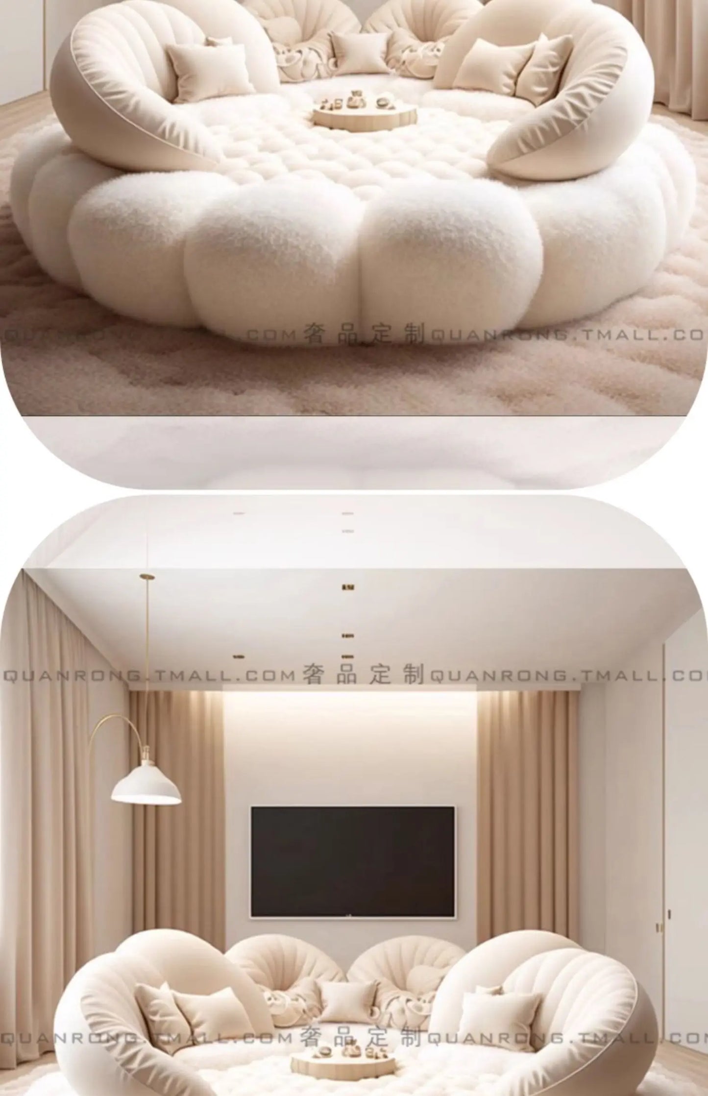 Estructura de Cama suave de estética redonda, dormitorio principal completo europeo, Hotel, crear Cama King Size, muebles modernos de moda