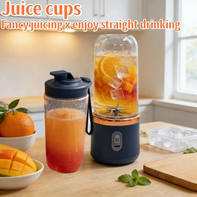 Licuadora Eléctrica Portátil de 6 Cuchillas, Máquina para Hacer Jugos y Smoothies, Trituradora de Hielo, Procesador de Alimentos Personal para Bebidas Frescas