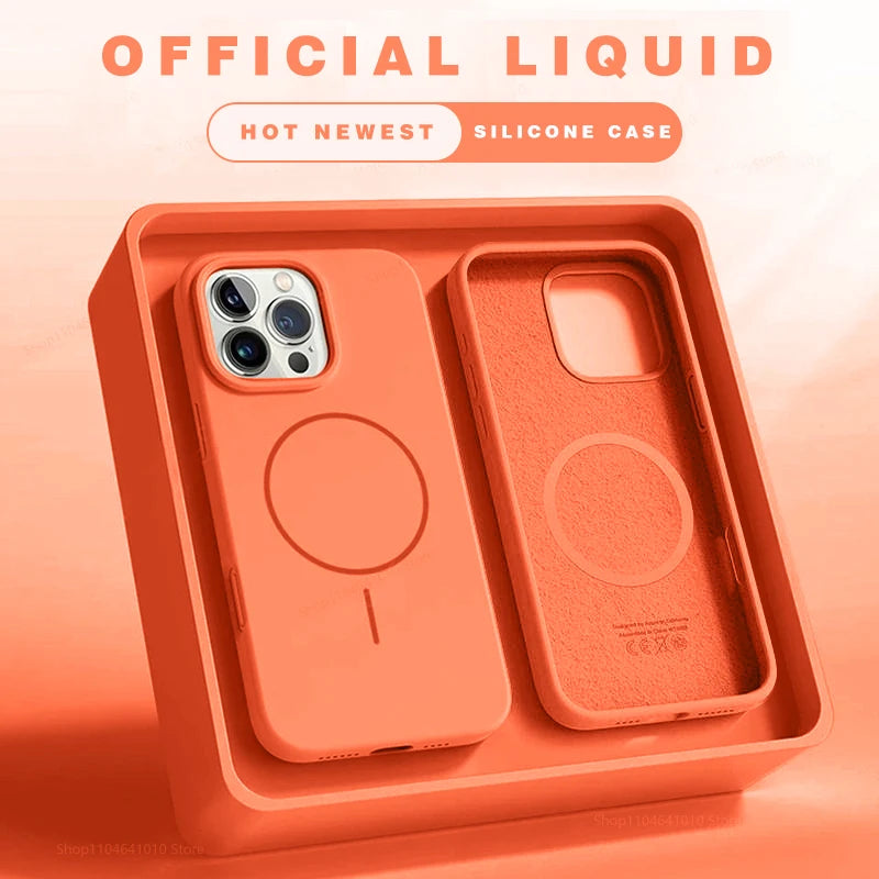 Funda de teléfono magnética para iPhone 15, 14, 16 Plus, 11, 12, 13, 17 Pro Max Air, carcasa de silicona a prueba de golpes para fundas de carga inalámbrica Magsafe, fundas de teléfono iphone 17 16 pro max