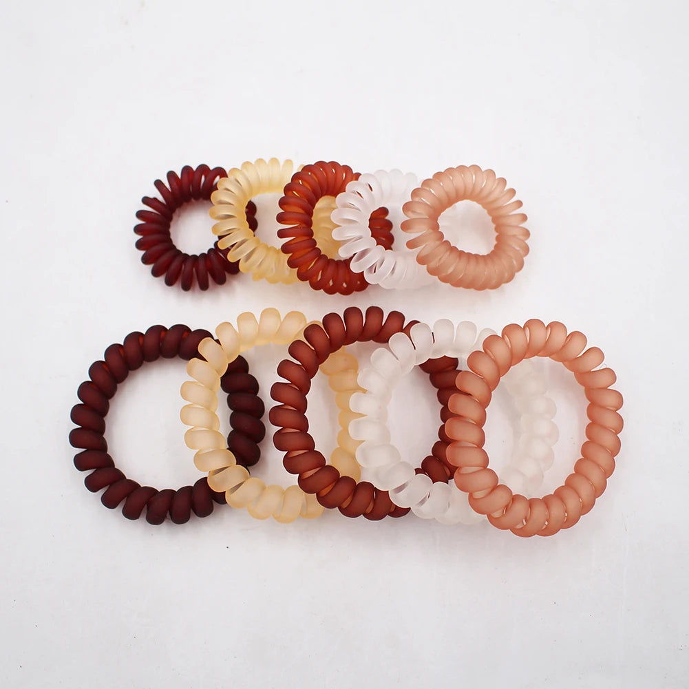 Banda elástica para el cabello, banda para el pelo con cable en espiral esmerilado, lazo para el pelo, Goma elástica para la cabeza, color liso mate, 5 unidades por juego, nueva moda