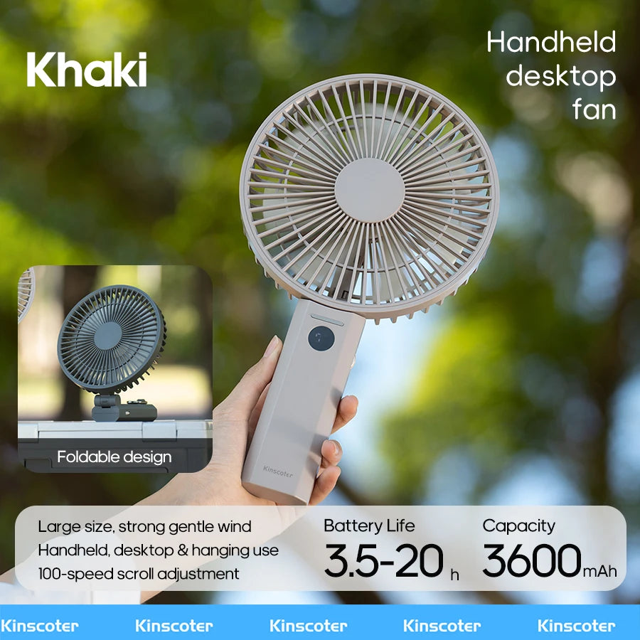 Nuevo Ventilador Portátil Plegable de Mano, Ventilador Recargable de Escritorio de 3600 mAh, 100 Velocidades, Ángulo de Viento Ajustable, para el Hogar, Viajes al Aire Libre