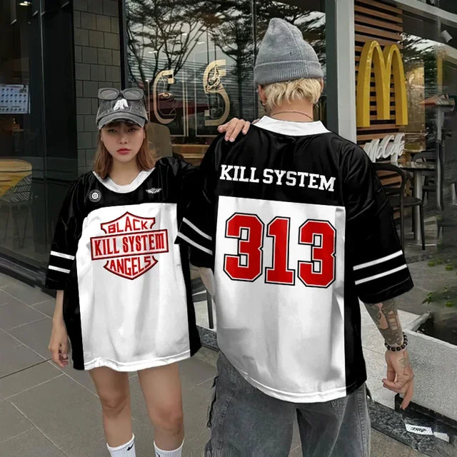Camiseta de manga corta para hombre, nueva camiseta a la moda, top de manga corta, ropa informal holgada de talla grande con cuello redondo de hip hop para verano