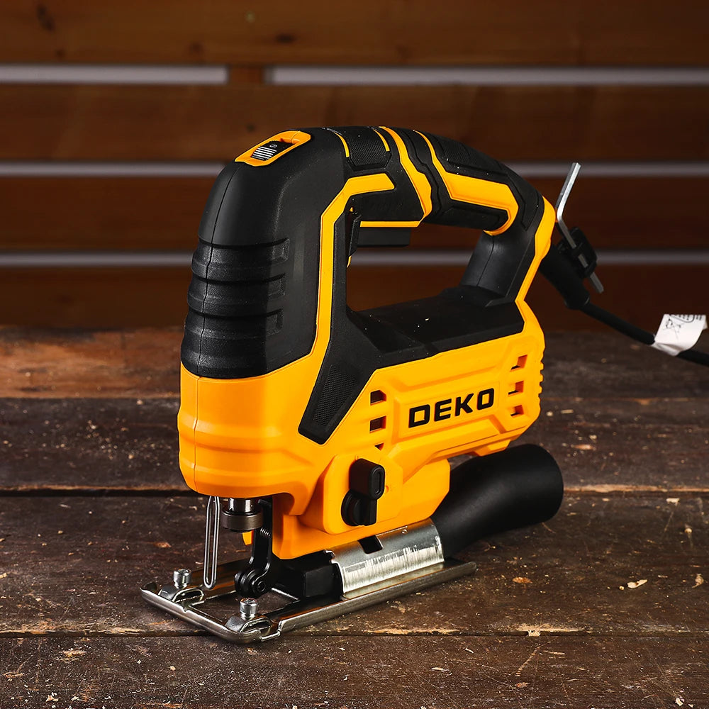 DEKO 220V DKJS55XL65 550W JIG SAW herramientas eléctricas para carpintería sierra eléctrica con regla guía hoja de sierra llave Allen