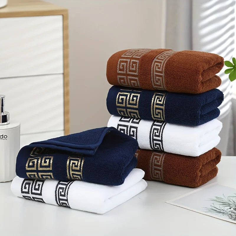Juego de toallas de algodón con letras bordadas S - 1/2/3 piezas, toallas de mano suaves y absorbentes de jacquard para lavar la cara y las manos, para baño, gimnasio, spa