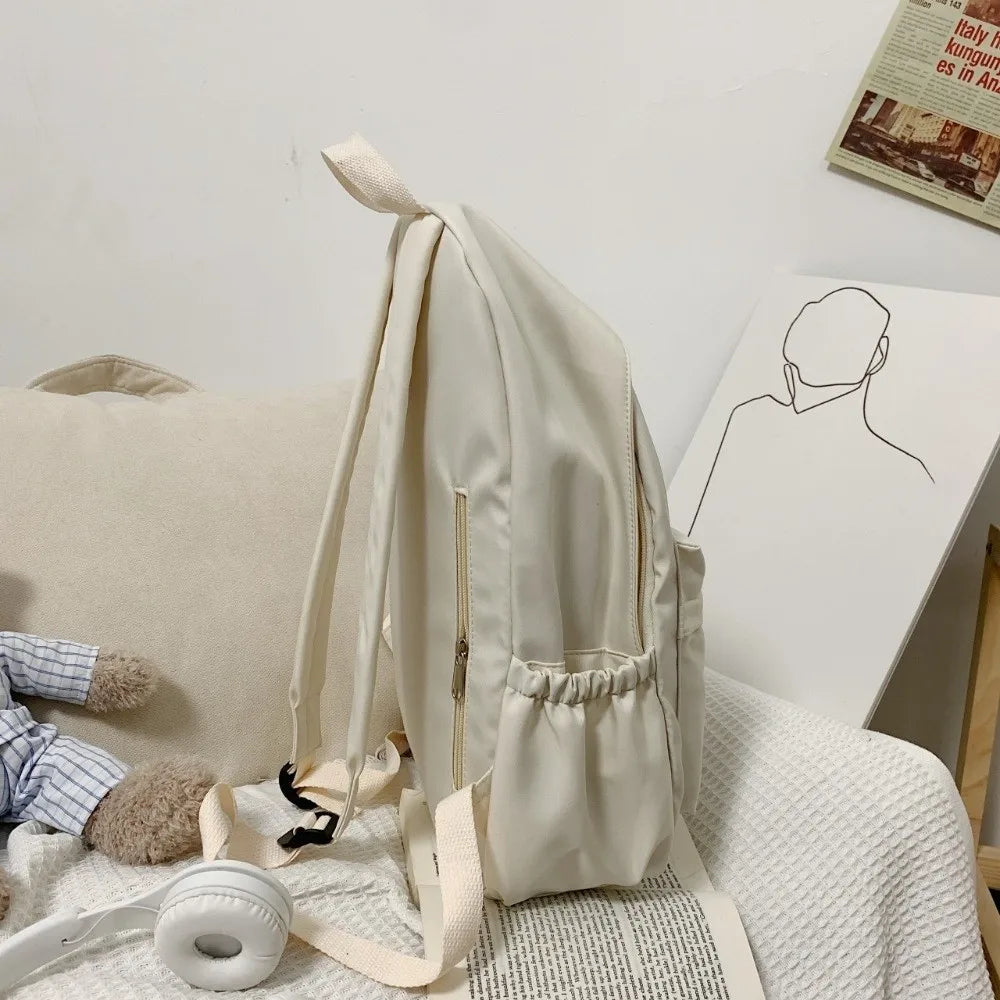 Mochila escolar de gran capacidad, mochila escolar con cremallera de color sólido para estudiantes universitarios, mochilas de compras de estilo sencillo, versión coreana