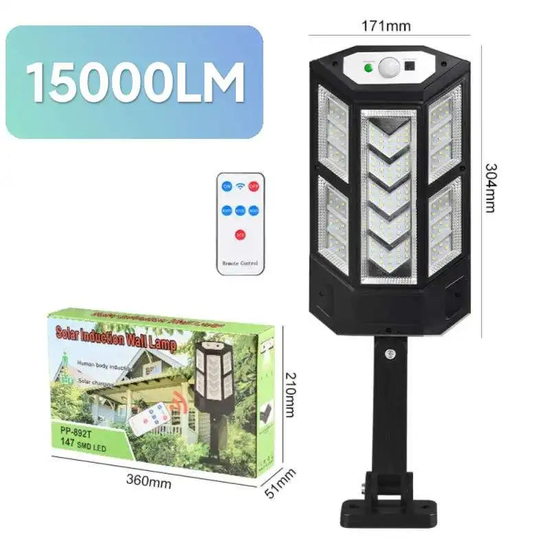 Luz Solar grande de 600W y 20000LM para exteriores, lámpara Solar con Sensor de movimiento y Control remoto, lámpara impermeable para pared de calle y patio