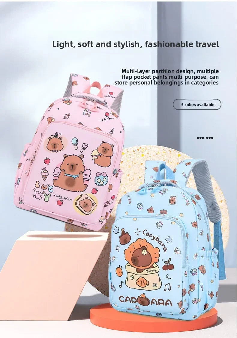 Mochila colorida Capybara 3 unids/set para mujer, mochilas escolares informales con bolsa de almuerzo, mochila para chica, niño, estudiante y adolescente
