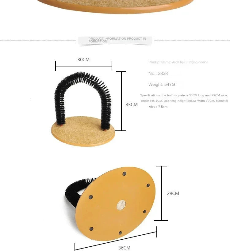 Arco de Juguete para Gatos con Cepillo de Masaje y Rascador, Juguete Interactivo para el Cuidado Felino