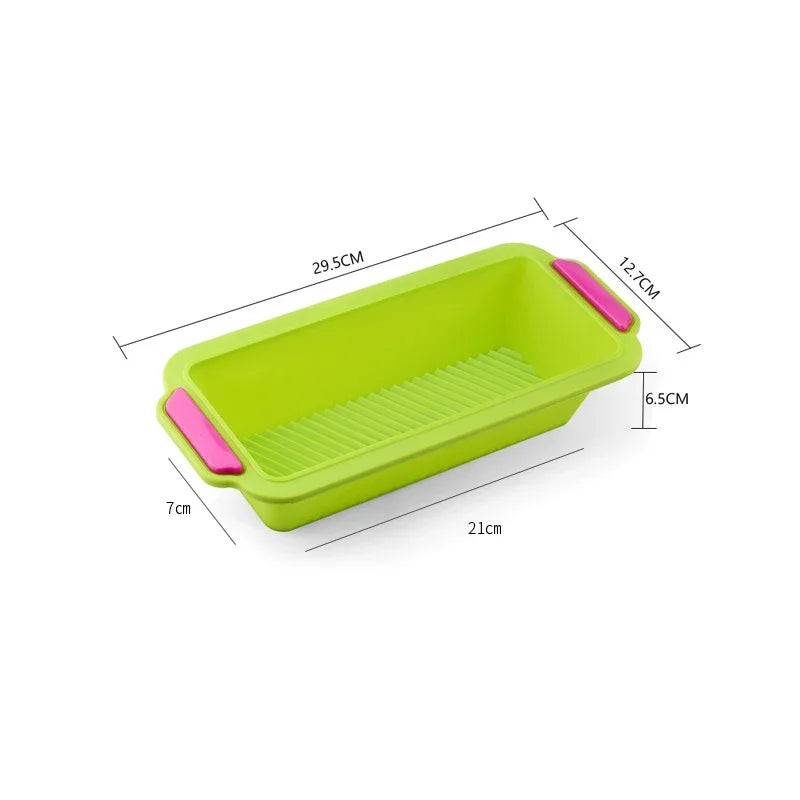 Bandeja rectangular de silicona para hornear, herramientas antiadherentes para molde, pan, tostada, tarta, larga, cuadrada