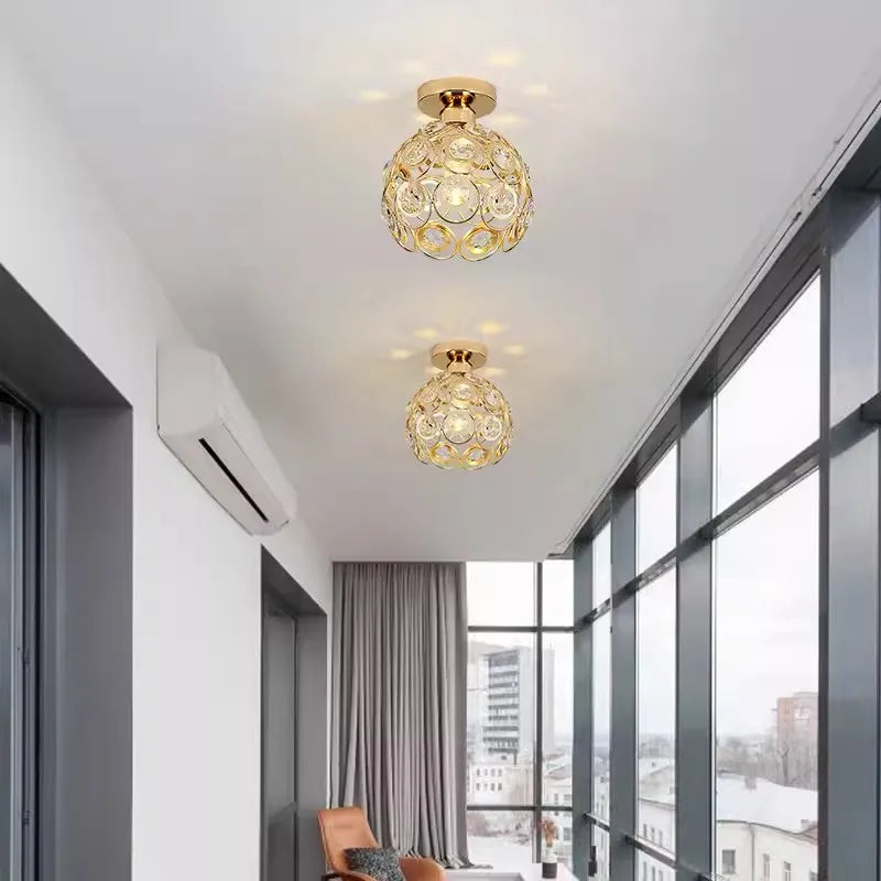 Lámpara Led de cristal para pasillo, balcón, luz de techo, estilo nórdico, personalidad, candelabro pequeño creativo, lámparas de entrada