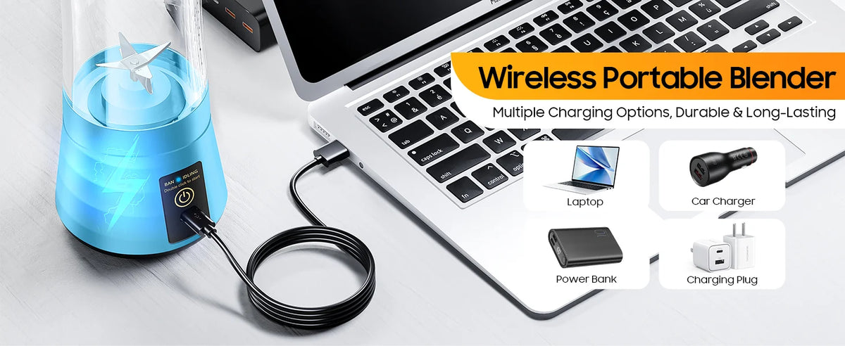 Licuadora de Jugos Doméstica de 380ml, Mini Licuadora Eléctrica Recargable por USB, Mezcladora de Batidos, Licuadora Portátil para Picnic al Aire Libre
