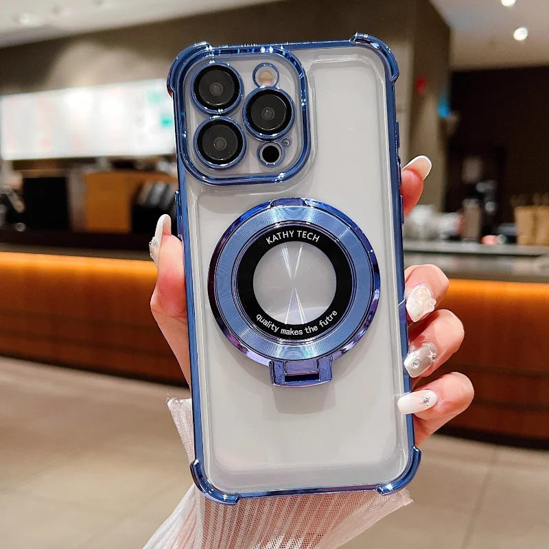 Para Realme 15 Pro 5G cuatro esquinas a prueba de golpes funda de teléfono de silicona para Realme15 14 Pro Plus soporte magnético transparente cubierta de TPU