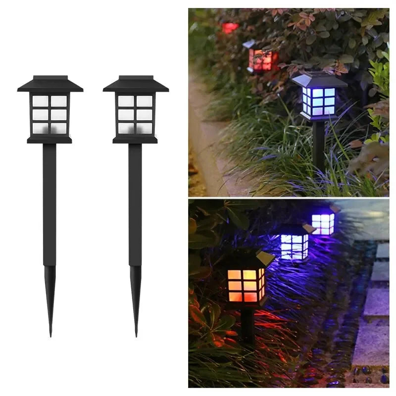 Paquete de 2 luces solares para caminos, lámpara Solar para exteriores, iluminación de paisaje impermeable para jardín, Patio, pasarela, entrada, decoración de acampada