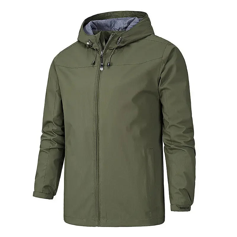 Chaqueta con Capucha y Cremallera para Hombre, a la Moda, Impermeable y Cortavientos, para Primavera y Otoño, Ropa Deportiva Informal para Exteriores