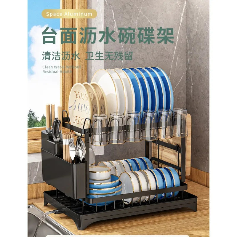 Estante de Cocina para Platos y Utensilios, Escurridor, Estante Multifuncional para Platos, Estante para Platos y Palillos
