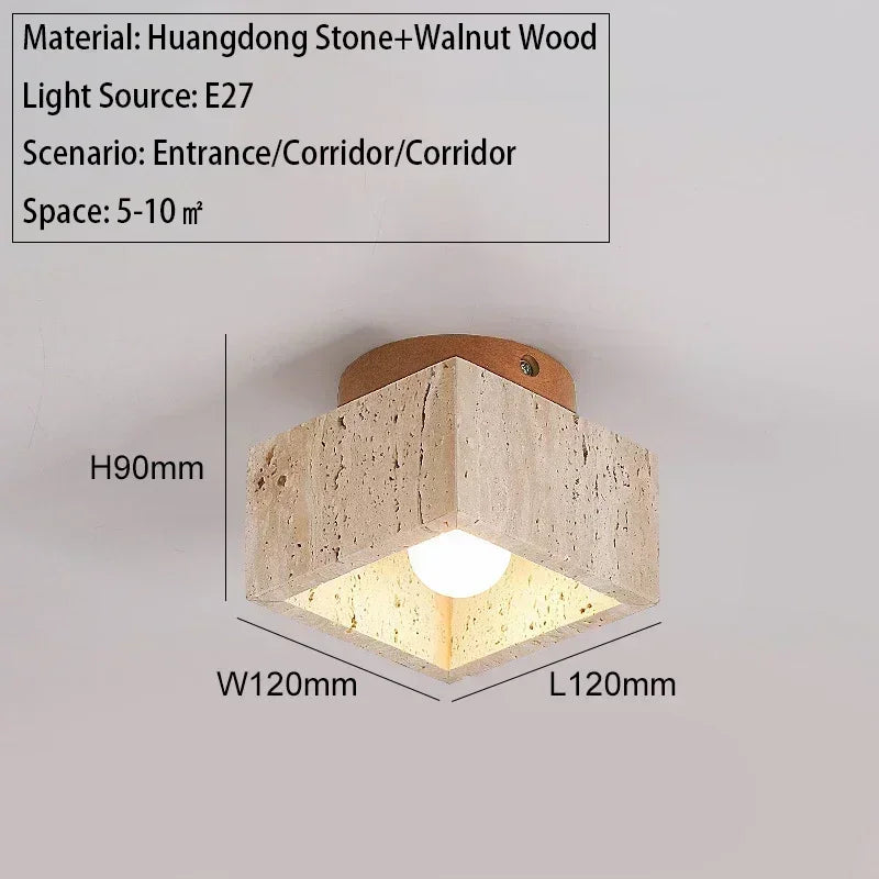 Lámpara de techo LED de piedra travertino, accesorio de iluminación para pasillo, sala de estar, comedor, decoración de dormitorio, lámpara de techo