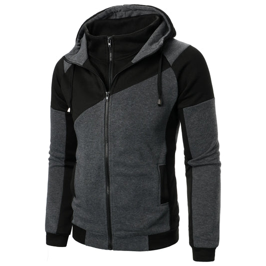 Deportes de otoño e invierno empalmados top casual de manga larga con capucha estilo deportivo para hombres