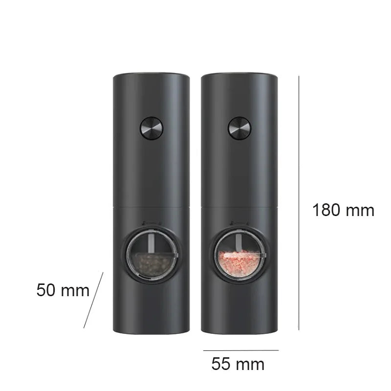 Juego de Molinillos Eléctricos Automáticos de Sal y Pimienta (1/2 Piezas) con Luz LED, Molinillo de Especias Ajustable, Herramientas de Cocina