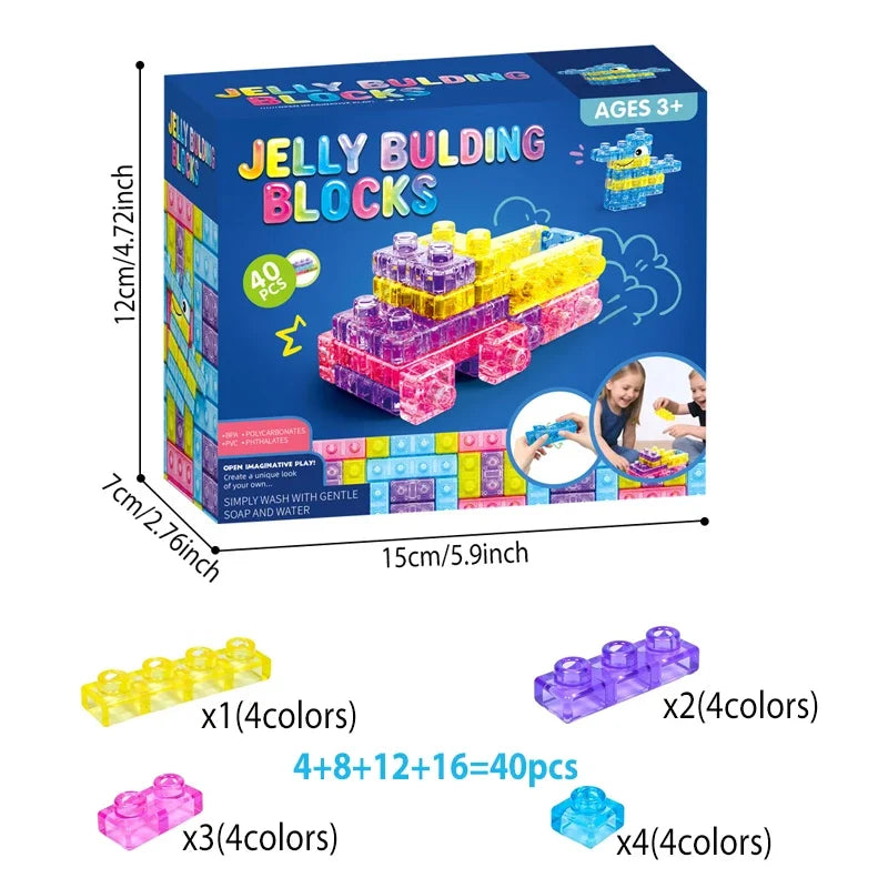 40 Bloques de Construcción Sensoriales Suaves para Niños Pequeños, Juego de Juguetes Apilables Elásticos, Set de Construcción para el Aprendizaje Temprano