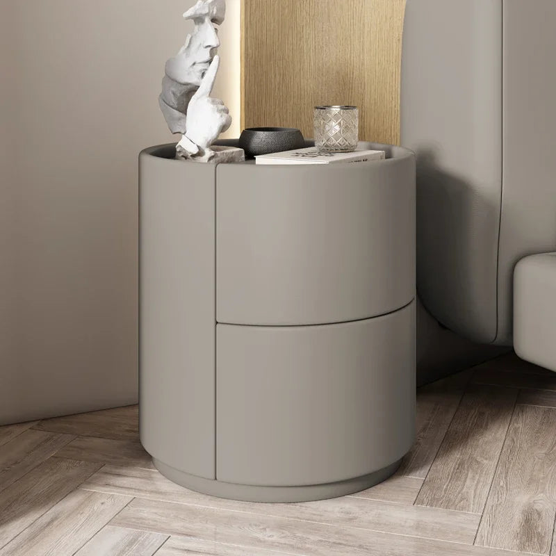 Gabinete lateral para sofá de sala de estar, mesita de noche redonda creativa de madera maciza, nuevo gabinete de almacenamiento para dormitorio pequeño y moderno y sencillo