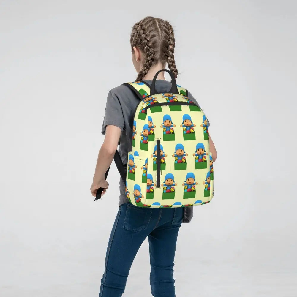 Mochila azul de dibujos animados de Pocoyo para niños, mochila de gran capacidad para niños, mochila escolar, bolsos de hombro para hombres y mujeres