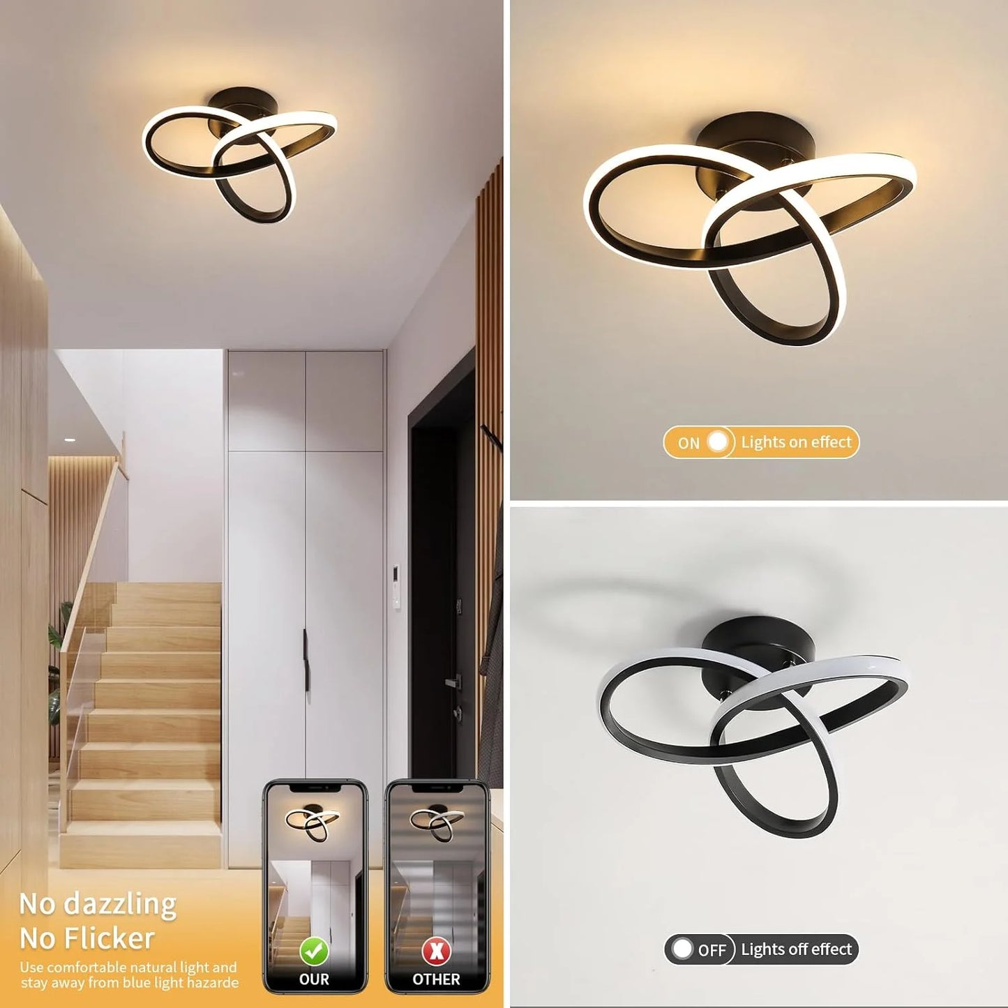 Luz de techo moderna, lámpara de techo LED para pasillo pequeño, diseño de cerca de techo, accesorio de iluminación para el hogar, cocina, dormitorio, balcón