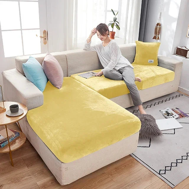 Fundas para cojines de asiento de sofá de terciopelo elástico para sala de estar, cojín Chaise Longue, fundas de sofá para muebles en forma de L de esquina de lujo