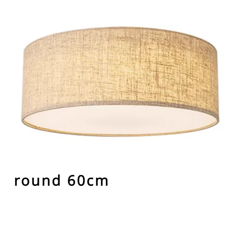 Lámpara de techo LED nórdica para sala de estar, candelabro de lino para dormitorio, cocina, pasillo moderno Simple, decoración de Loft, lámpara redonda
