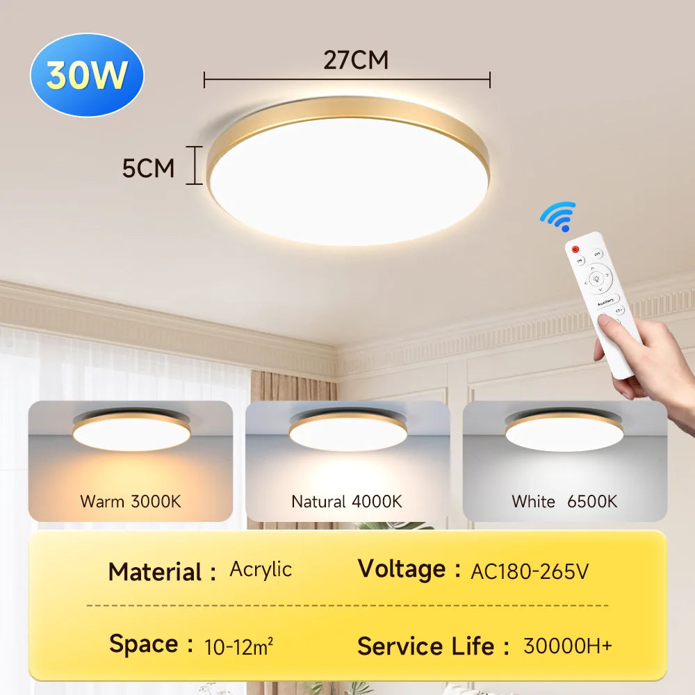 Lámpara de techo con control remoto, lámpara led para dormitorio, lámparas de techo grandes, luces Led con control remoto, luces led regulables