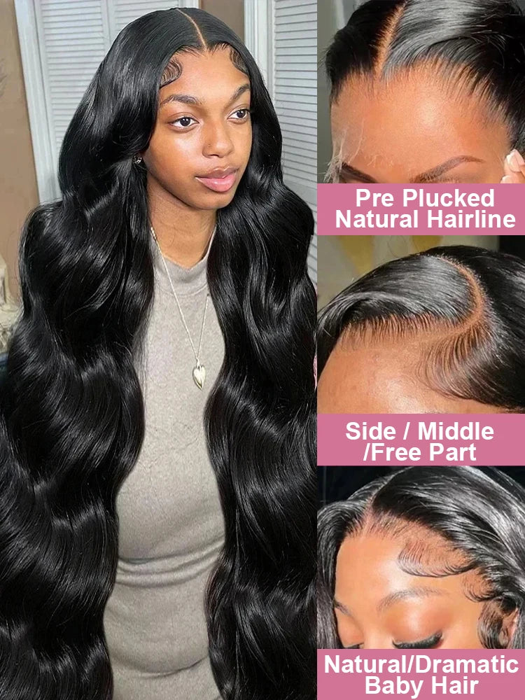 Peluca de Cabello Humano con Encaje Completo 360, Pre-Desplumada, Ondas Suaves, Peluca Frontal HD 13x6, Cabello Brasileño para Mujeres Negras, Densidad 250