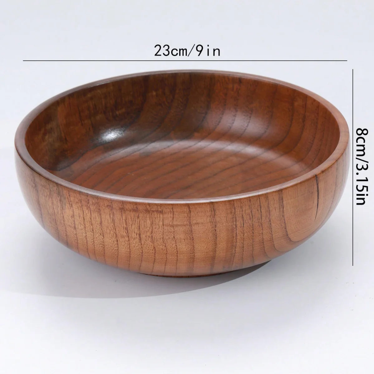 Tazón apilable de madera maciza, disponible en tamaños grande y pequeño, tazón de madera para el hogar para ensalada, arroz, sopa y fideos, 1 unidad