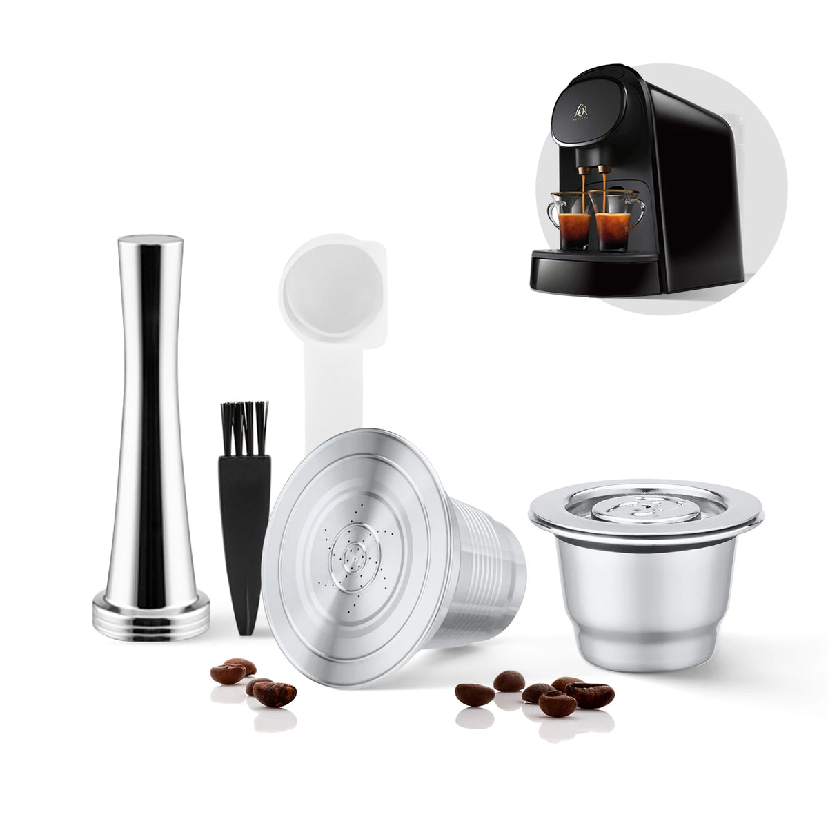Cápsulas de café reutilizables de acero inoxidable compatibles con cápsulas de café recargables L'OR Barista LM8012 Metal L'or Espresso Pods