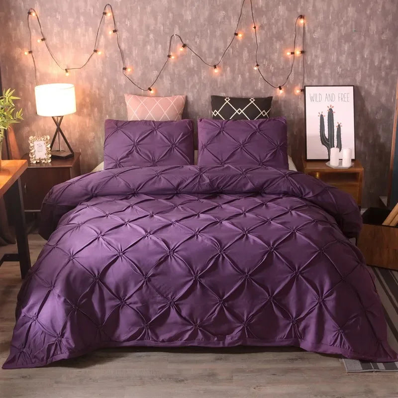 Juego de funda nórdica negra con pliegues pellizcos, ropa de cama de poliéster tamaño King, juegos de cama de lujo para uso doméstico y hotel (sin relleno ni sábana), 2/3 Uds.