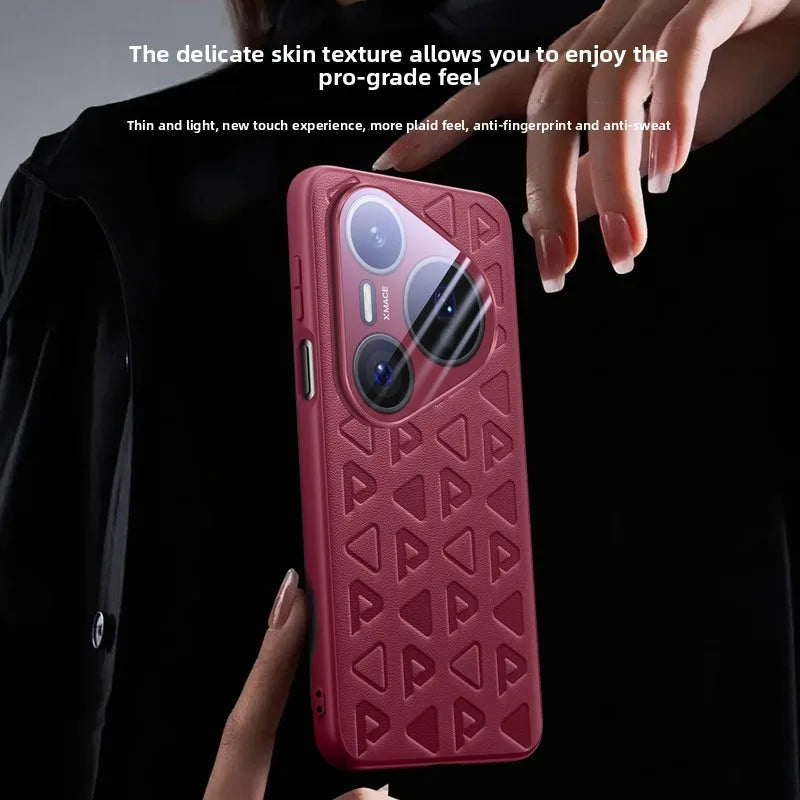 Funda Original en relieve para HUAWEI PURA 80 PRO / PURA80 Ultra, fundas de cuero PU, funda trasera dura a prueba de golpes, funda de piel